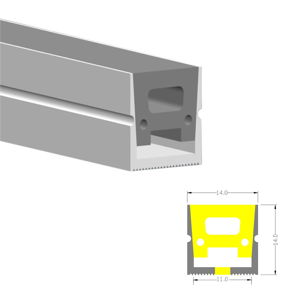 Flexible Silicone LED Channel Diffuser Outdoor 120° Top Emitting 14*14mm